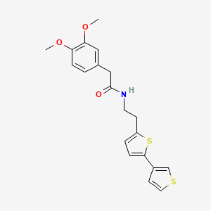 molecular formula C20H21NO3S2 B2737490 N-(2-([2,3'-bithiophen]-5-yl)ethyl)-2-(3,4-dimethoxyphenyl)acetamide CAS No. 2034596-85-3