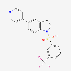 molecular formula C20H15F3N2O2S B2737491 5-(Pyridin-4-yl)-1-((3-(trifluoromethyl)phenyl)sulfonyl)indoline CAS No. 2034556-18-6
