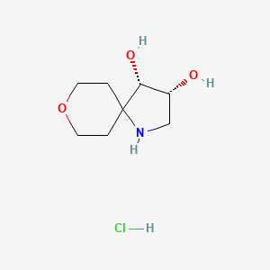 molecular formula C8H16ClNO3 B2737496 (3R,4S)-8-Oxa-1-azaspiro[4.5]decane-3,4-diol;hydrochloride CAS No. 2377004-56-1