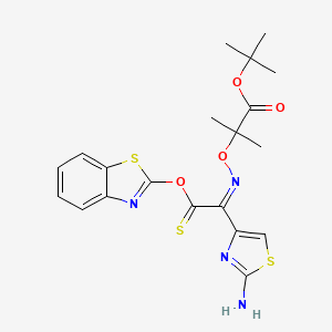 molecular formula C20H22N4O4S3 B2737500 Tert-butyl 2-[(Z)-[1-(2-amino-1,3-thiazol-4-yl)-2-(1,3-benzothiazol-2-yloxy)-2-sulfanylideneethylidene]amino]oxy-2-methylpropanoate CAS No. 1092349-91-1