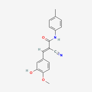 molecular formula C18H16N2O3 B2737504 (E)-2-cyano-3-(3-hydroxy-4-methoxyphenyl)-N-(4-methylphenyl)prop-2-enamide CAS No. 359608-01-8