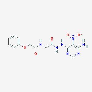molecular formula C14H15N7O5 B2737507 N-{[N'-(6-amino-5-nitropyrimidin-4-yl)hydrazinecarbonyl]methyl}-2-phenoxyacetamide CAS No. 450346-22-2