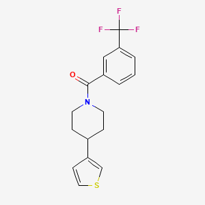 molecular formula C17H16F3NOS B2737518 4-(thiophen-3-yl)-1-[3-(trifluoromethyl)benzoyl]piperidine CAS No. 1396878-73-1