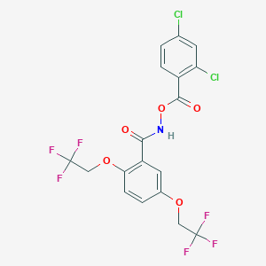 molecular formula C18H11Cl2F6NO5 B2737525 N-((2,4-dichlorobenzoyl)oxy)-2,5-bis(2,2,2-trifluoroethoxy)benzenecarboxamide CAS No. 338394-89-1