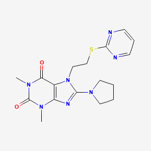 1,3-dimethyl-7-(2-(pyrimidin-2-ylthio)ethyl)-8-(pyrrolidin-1-yl)-1H-purine-2,6(3H,7H)-dione