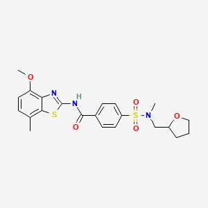 molecular formula C22H25N3O5S2 B2737539 N-(4-methoxy-7-methyl-1,3-benzothiazol-2-yl)-4-{methyl[(oxolan-2-yl)methyl]sulfamoyl}benzamide CAS No. 868677-94-5