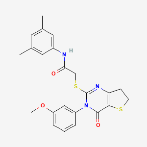 molecular formula C23H23N3O3S2 B2737555 N-(3,5-dimethylphenyl)-2-((3-(3-methoxyphenyl)-4-oxo-3,4,6,7-tetrahydrothieno[3,2-d]pyrimidin-2-yl)thio)acetamide CAS No. 877654-94-9