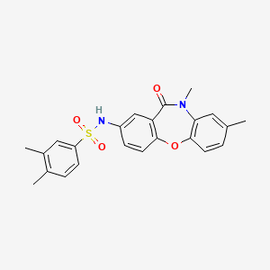 molecular formula C23H22N2O4S B2737557 N-(8,10-dimethyl-11-oxo-10,11-dihydrodibenzo[b,f][1,4]oxazepin-2-yl)-3,4-dimethylbenzenesulfonamide CAS No. 922089-94-9