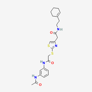 N-(3-acetamidophenyl)-2-((4-(2-((2-(cyclohex-1-en-1-yl)ethyl)amino)-2-oxoethyl)thiazol-2-yl)thio)acetamide