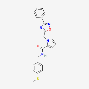 molecular formula C22H20N4O2S B2737595 N-(4-(methylthio)benzyl)-1-((3-phenyl-1,2,4-oxadiazol-5-yl)methyl)-1H-pyrrole-2-carboxamide CAS No. 1396864-67-7