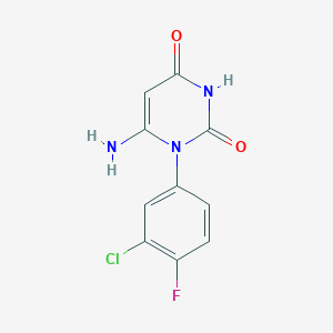 molecular formula C10H7ClFN3O2 B2737597 6-amino-1-(3-chloro-4-fluorophenyl)pyrimidine-2,4(1H,3H)-dione CAS No. 887201-82-3