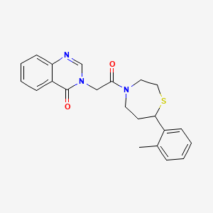 molecular formula C22H23N3O2S B2737610 3-(2-oxo-2-(7-(o-tolyl)-1,4-thiazepan-4-yl)ethyl)quinazolin-4(3H)-one CAS No. 1706296-00-5