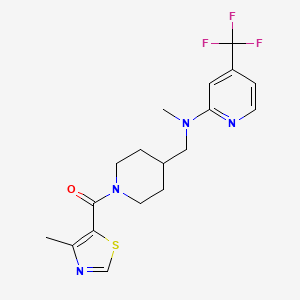 molecular formula C18H21F3N4OS B2737616 (4-Methyl-1,3-thiazol-5-yl)-[4-[[methyl-[4-(trifluoromethyl)pyridin-2-yl]amino]methyl]piperidin-1-yl]methanone CAS No. 2415503-56-7