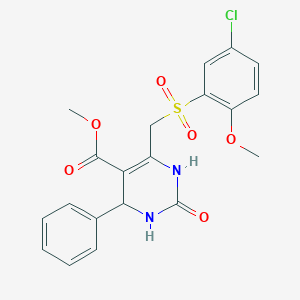 molecular formula C20H19ClN2O6S B2737618 methyl 6-[(5-chloro-2-methoxybenzenesulfonyl)methyl]-2-oxo-4-phenyl-1,2,3,4-tetrahydropyrimidine-5-carboxylate CAS No. 931700-34-4