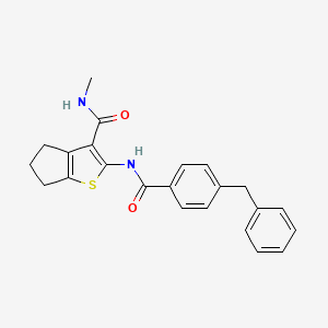 molecular formula C23H22N2O2S B2737629 2-[(4-benzylbenzoyl)amino]-N-methyl-5,6-dihydro-4H-cyclopenta[b]thiophene-3-carboxamide CAS No. 893098-01-6