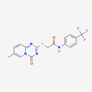 molecular formula C17H13F3N4O2S B2737650 2-({7-methyl-4-oxo-4H-pyrido[1,2-a][1,3,5]triazin-2-yl}sulfanyl)-N-[4-(trifluoromethyl)phenyl]acetamide CAS No. 896320-35-7