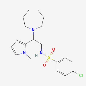 molecular formula C19H26ClN3O2S B2737651 N-(2-(azepan-1-yl)-2-(1-methyl-1H-pyrrol-2-yl)ethyl)-4-chlorobenzenesulfonamide CAS No. 1049371-36-9
