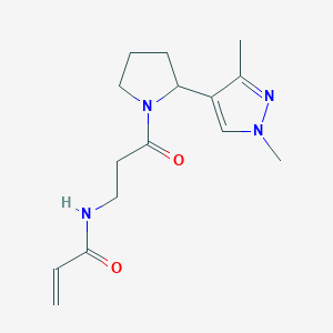 molecular formula C15H22N4O2 B2737654 N-{3-[2-(1,3-dimethyl-1H-pyrazol-4-yl)pyrrolidin-1-yl]-3-oxopropyl}prop-2-enamide CAS No. 2198984-70-0