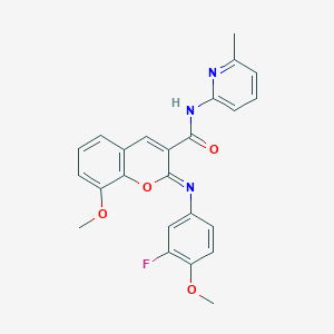 (2Z)-2-[(3-fluoro-4-methoxyphenyl)imino]-8-methoxy-N-(6-methylpyridin-2-yl)-2H-chromene-3-carboxamide