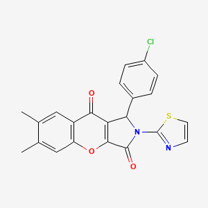 molecular formula C22H15ClN2O3S B2737676 1-(4-Chlorophenyl)-6,7-dimethyl-2-(thiazol-2-yl)-1,2-dihydrochromeno[2,3-c]pyrrole-3,9-dione CAS No. 632320-66-2