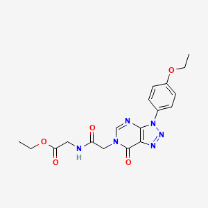 molecular formula C18H20N6O5 B2737677 ethyl 2-(2-(3-(4-ethoxyphenyl)-7-oxo-3H-[1,2,3]triazolo[4,5-d]pyrimidin-6(7H)-yl)acetamido)acetate CAS No. 912617-98-2