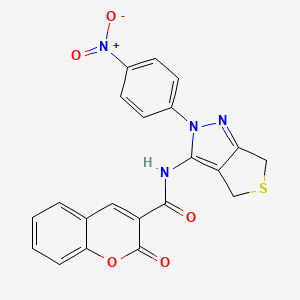 molecular formula C21H14N4O5S B2737680 N-[2-(4-nitrophenyl)-2H,4H,6H-thieno[3,4-c]pyrazol-3-yl]-2-oxo-2H-chromene-3-carboxamide CAS No. 422534-05-2