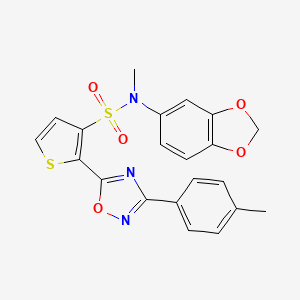 molecular formula C21H17N3O5S2 B2737722 N-(2H-1,3-benzodioxol-5-yl)-N-methyl-2-[3-(4-methylphenyl)-1,2,4-oxadiazol-5-yl]thiophene-3-sulfonamide CAS No. 1105246-82-9