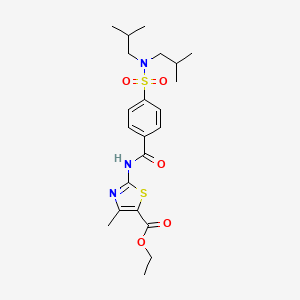 molecular formula C22H31N3O5S2 B2737732 ethyl 2-(4-(N,N-diisobutylsulfamoyl)benzamido)-4-methylthiazole-5-carboxylate CAS No. 361478-99-1