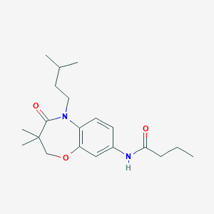 molecular formula C20H30N2O3 B2737734 N-(5-isopentyl-3,3-dimethyl-4-oxo-2,3,4,5-tetrahydrobenzo[b][1,4]oxazepin-8-yl)butyramide CAS No. 921540-64-9
