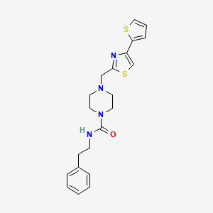 molecular formula C21H24N4OS2 B2737741 N-phenethyl-4-((4-(thiophen-2-yl)thiazol-2-yl)methyl)piperazine-1-carboxamide CAS No. 1169966-80-6