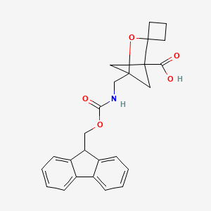 molecular formula C25H25NO5 B2737751 4-[({[(9H-fluoren-9-yl)methoxy]carbonyl}amino)methyl]-3-oxaspiro[bicyclo[2.1.1]hexane-2,1'-cyclobutane]-1-carboxylic acid CAS No. 2490400-54-7