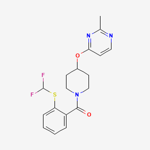 molecular formula C18H19F2N3O2S B2737761 (2-((Difluoromethyl)thio)phenyl)(4-((2-methylpyrimidin-4-yl)oxy)piperidin-1-yl)methanone CAS No. 2097917-99-0