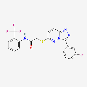 molecular formula C20H13F4N5OS B2737768 2-((3-(3-fluorophenyl)-[1,2,4]triazolo[4,3-b]pyridazin-6-yl)thio)-N-(2-(trifluoromethyl)phenyl)acetamide CAS No. 852374-81-3