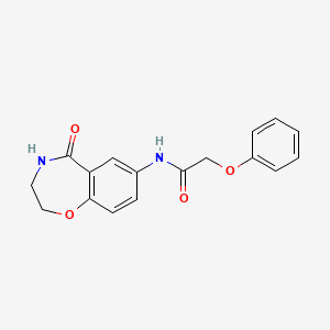 molecular formula C17H16N2O4 B2737769 N-(5-oxo-2,3,4,5-tetrahydrobenzo[f][1,4]oxazepin-7-yl)-2-phenoxyacetamide CAS No. 921997-66-2