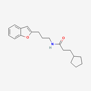 molecular formula C19H25NO2 B2737819 N-(3-(benzofuran-2-yl)propyl)-3-cyclopentylpropanamide CAS No. 2034414-85-0