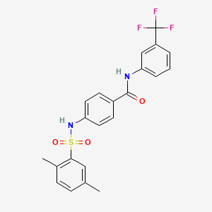 molecular formula C22H19F3N2O3S B2737822 4-[(2,5-dimethylphenyl)sulfonylamino]-N-[3-(trifluoromethyl)phenyl]benzamide CAS No. 690643-69-7
