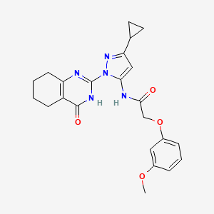 N-(3-cyclopropyl-1-(4-oxo-3,4,5,6,7,8-hexahydroquinazolin-2-yl)-1H-pyrazol-5-yl)-2-(3-methoxyphenoxy)acetamide
