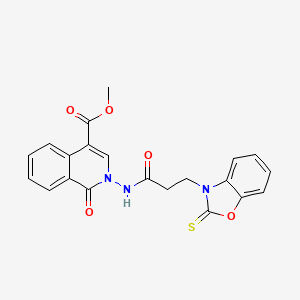 molecular formula C21H17N3O5S B2737835 methyl 1-oxo-2-[3-(2-sulfanylidene-2,3-dihydro-1,3-benzoxazol-3-yl)propanamido]-1,2-dihydroisoquinoline-4-carboxylate CAS No. 685869-13-0