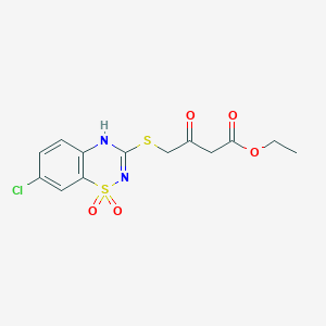molecular formula C13H13ClN2O5S2 B2737839 ethyl 4-[(7-chloro-1,1-dioxo-4H-1lambda6,2,4-benzothiadiazin-3-yl)sulfanyl]-3-oxobutanoate CAS No. 899966-48-4