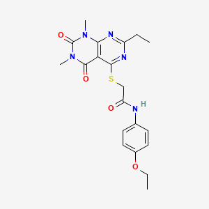 molecular formula C20H23N5O4S B2737852 N-(4-ethoxyphenyl)-2-((2-ethyl-6,8-dimethyl-5,7-dioxo-5,6,7,8-tetrahydropyrimido[4,5-d]pyrimidin-4-yl)thio)acetamide CAS No. 852169-84-7
