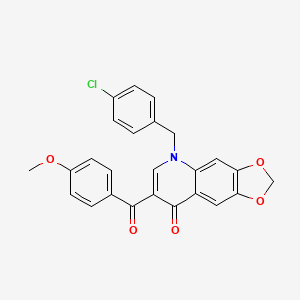 molecular formula C25H18ClNO5 B2737853 5-[(4-chlorophenyl)methyl]-7-(4-methoxybenzoyl)-2H,5H,8H-[1,3]dioxolo[4,5-g]quinolin-8-one CAS No. 866341-24-4