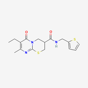 molecular formula C16H19N3O2S2 B2737854 7-ethyl-8-methyl-6-oxo-N-(thiophen-2-ylmethyl)-2,3,4,6-tetrahydropyrimido[2,1-b][1,3]thiazine-3-carboxamide CAS No. 1421465-59-9