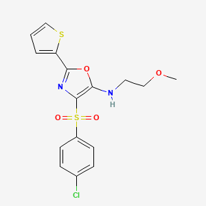 4-((4-chlorophenyl)sulfonyl)-N-(2-methoxyethyl)-2-(thiophen-2-yl)oxazol-5-amine
