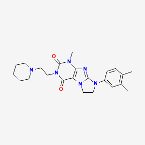 molecular formula C23H30N6O2 B2737857 8-(3,4-dimethylphenyl)-1-methyl-3-[2-(piperidin-1-yl)ethyl]-1H,2H,3H,4H,6H,7H,8H-imidazo[1,2-g]purine-2,4-dione CAS No. 919012-35-4