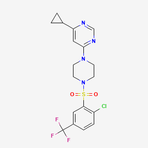 4-(4-((2-Chloro-5-(trifluoromethyl)phenyl)sulfonyl)piperazin-1-yl)-6-cyclopropylpyrimidine