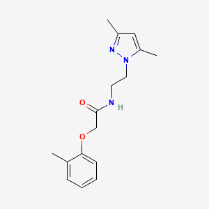 molecular formula C16H21N3O2 B2737921 N-(2-(3,5-二甲基-1H-吡唑-1-基)乙基)-2-(邻甲苯氧基)乙酰胺 CAS No. 1235633-74-5