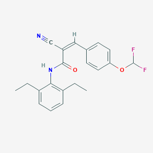 molecular formula C21H20F2N2O2 B2737924 (Z)-2-Cyano-N-(2,6-diethylphenyl)-3-[4-(difluoromethoxy)phenyl]prop-2-enamide CAS No. 560995-15-5