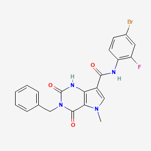 molecular formula C21H16BrFN4O3 B2737938 3-benzyl-N-(4-bromo-2-fluorophenyl)-5-methyl-2,4-dioxo-2,3,4,5-tetrahydro-1H-pyrrolo[3,2-d]pyrimidine-7-carboxamide CAS No. 921536-86-9
