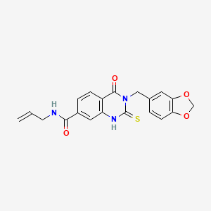 molecular formula C20H17N3O4S B2737947 N-allyl-3-(benzo[d][1,3]dioxol-5-ylmethyl)-4-oxo-2-thioxo-1,2,3,4-tetrahydroquinazoline-7-carboxamide CAS No. 451466-14-1