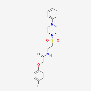 molecular formula C20H24FN3O4S B2737948 2-(4-fluorophenoxy)-N-[2-(4-phenylpiperazin-1-yl)sulfonylethyl]acetamide CAS No. 897621-63-5